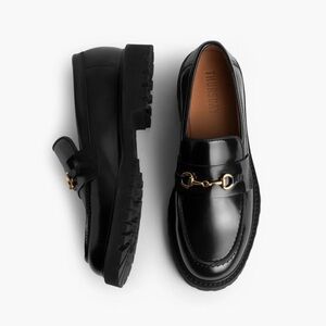 Thursdays Penny Loafers Black and Gold